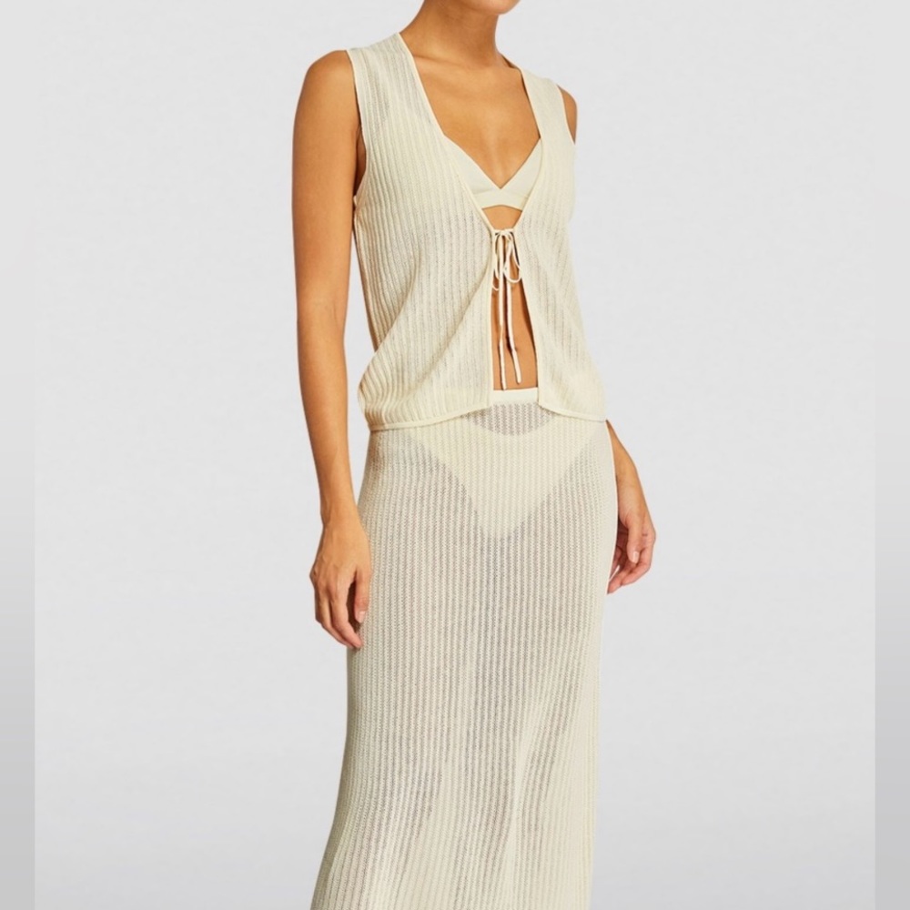 le set Jasmine Pointelle knit waistcoat in off white -BNWT